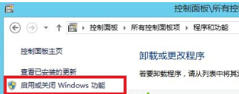 点击&ldquo;启用或关闭Windows功能&rdquo;