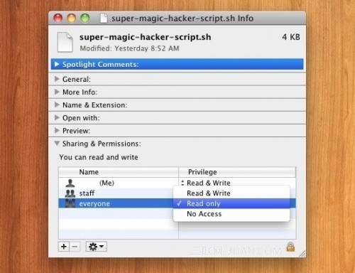 在 Mac OS X 系统中修改文件权限 全福编程网